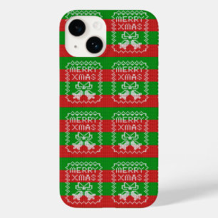 Ugly sweater pattern jingle bells Merry Xmas yarn Case-Mate iPhone 14 Case