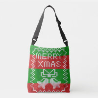 Ugly sweater pattern jingle bells Merry Xmas yarn