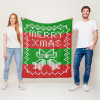 Ugly sweater pattern jingle bells Merry Xmas yarn
