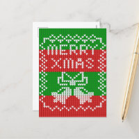 Ugly sweater pattern jingle bells Merry Xmas yarn