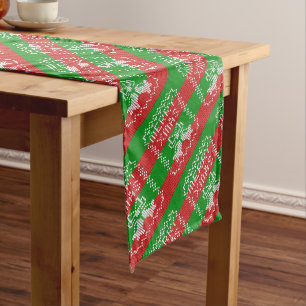Ugly sweater pattern jingle bells Merry Xmas yarn Long Table Runner