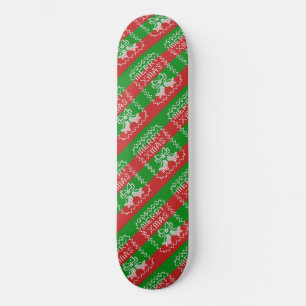 Ugly sweater pattern jingle bells Merry Xmas yarn Skateboard