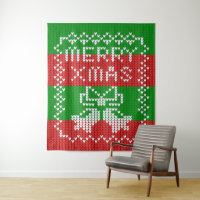Ugly sweater pattern jingle bells Merry Xmas yarn