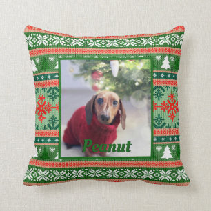 Ugly Sweater Pet Photo Christmas Knit Cushion