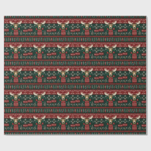Ugly sweater reindeer wrapping paper