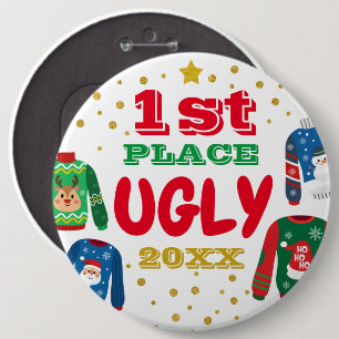 Ugly Sweater Round Button, Colossal, 6 Inch 6 Cm Round Badge