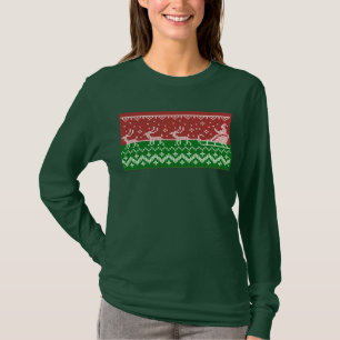 Ugly sweater Santa Claus sleigh and reindeers