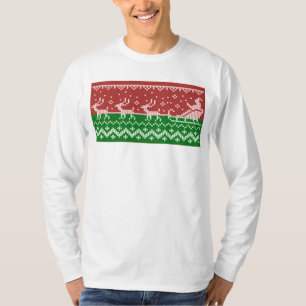 Ugly sweater Santa Claus sleigh and reindeers