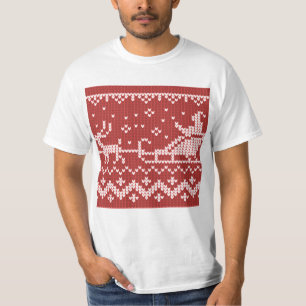 Ugly sweater Santa Claus sleigh and reindeers