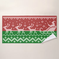 Ugly sweater Santa Claus sleigh and reindeers