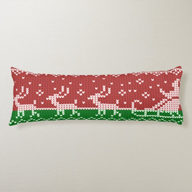 Ugly sweater Santa Claus sleigh and reindeers Body Cushion (Front)
