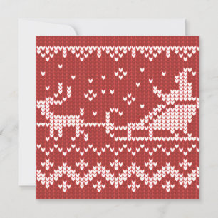 Ugly sweater Santa Claus sleigh and reindeers Holiday Card