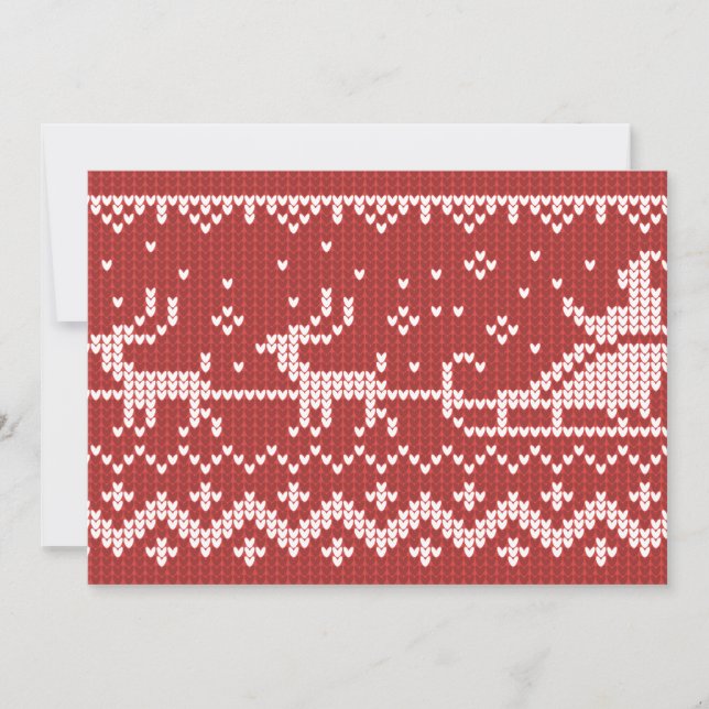 Ugly sweater Santa Claus sleigh and reindeers Holiday Card (Front)