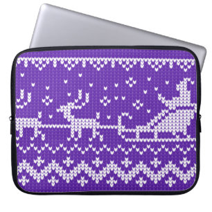 Ugly sweater Santa Claus sleigh and reindeers Laptop Sleeve