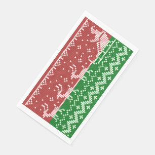Ugly sweater Santa Claus sleigh and reindeers Napkin