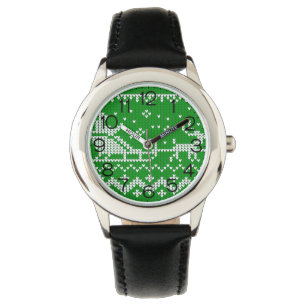 Ugly sweater Santa Claus sleigh and reindeers Watch