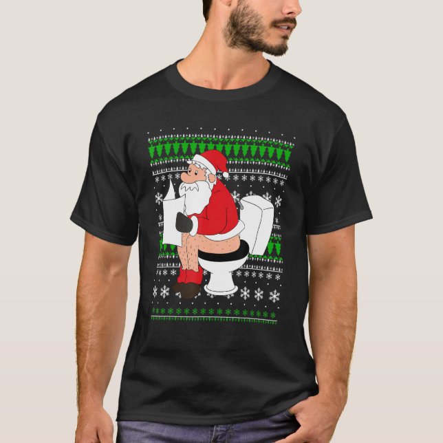 Ugly Sweater Santa Toilet Funny Xmas (Front)