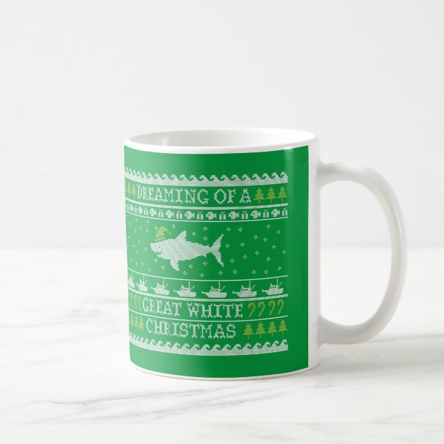 Ugly Sweater Shark - Great White Christmas Green Coffee Mug (Right)