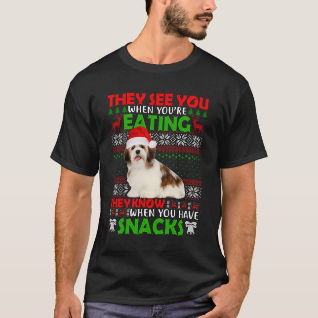 Ugly Sweater Shih Tzu They See You Eating Christma (Front)