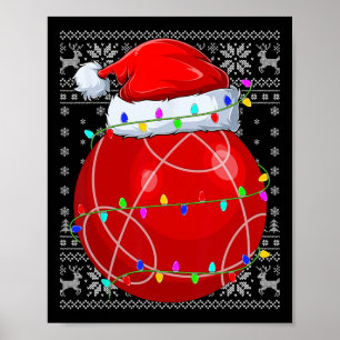 Ugly Sweater Sports Player Santa Hat Bocce Ll Chri Poster