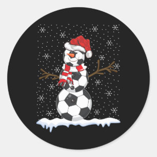 Ugly Sweater Style Snowman Soccer Byll Christmas Classic Round Sticker