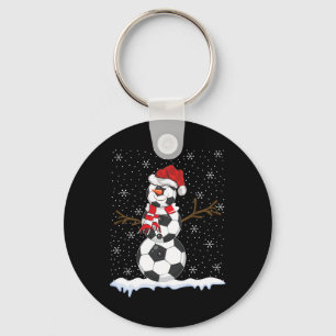 Ugly Sweater Style Snowman Soccer Byll Christmas Key Ring