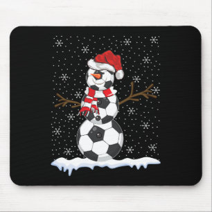 Ugly Sweater Style Snowman Soccer Byll Christmas Mouse Pad