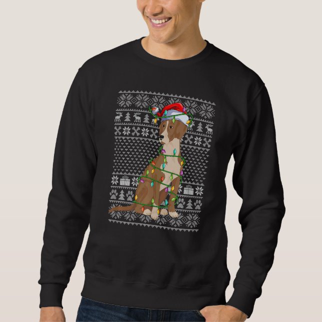 Ugly Sweater Style Xmas Light Santa Bloodhound Dog (Front)