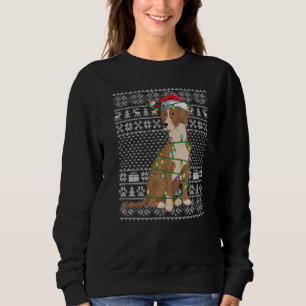 Ugly Sweater Style Xmas Light Santa Bloodhound Dog