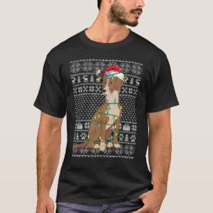 Ugly Sweater Style Xmas Light Santa Bloodhound Dog