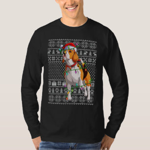 Ugly Sweater Style Xmas Lights Santa Beagle Dog Ch