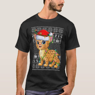 Ugly Sweater Style Xmas Lights Santa Bobcat Christ
