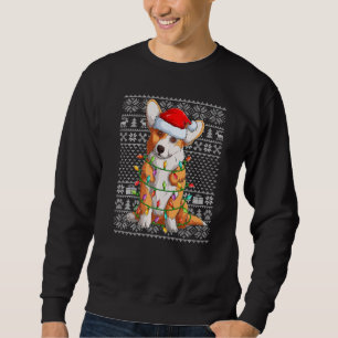 Ugly Sweater Style Xmas Lights Santa Corgi Dog Chr