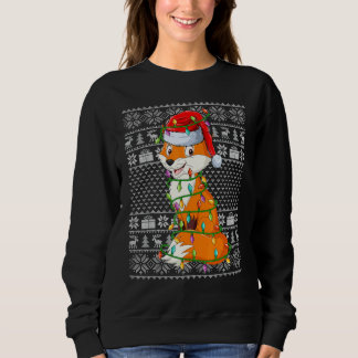 Ugly Sweater Style Xmas Lights Santa Fox Christmas