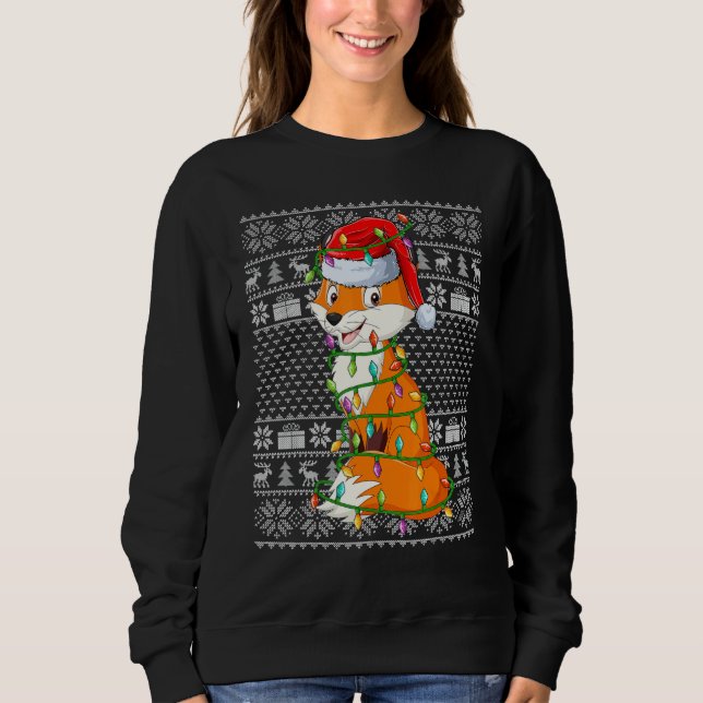 Ugly Sweater Style Xmas Lights Santa Fox Christmas (Front)
