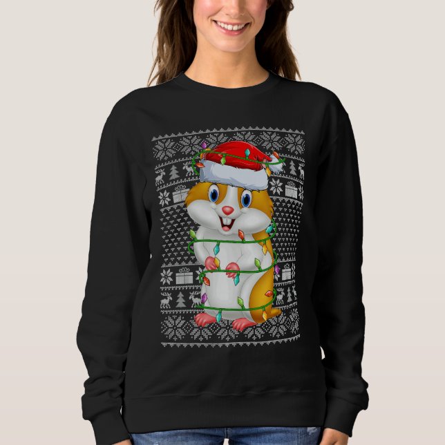 Ugly Sweater Style Xmas Lights Santa Hamster Chris (Front)