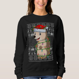 Ugly Sweater Style Xmas Lights Santa Hedgehog Chri
