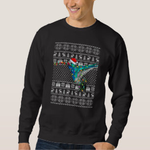 Ugly Sweater Style Xmas Lights Santa Hummingbird C