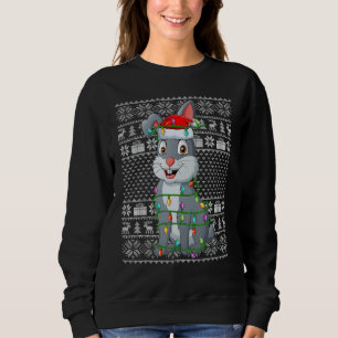 Ugly Sweater Style Xmas Lights Santa Rabbit Christ