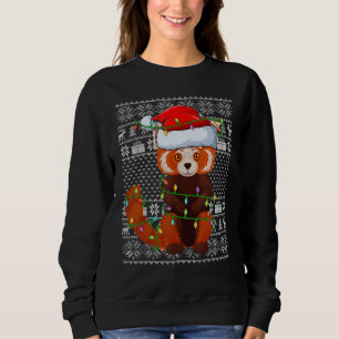 Ugly Sweater Style Xmas Lights Santa Red Panda Chr