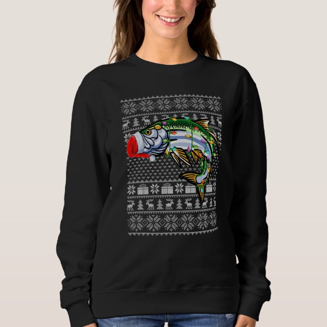 Ugly Sweater Style Xmas Lights Santa Tarpon Fish C (Front)