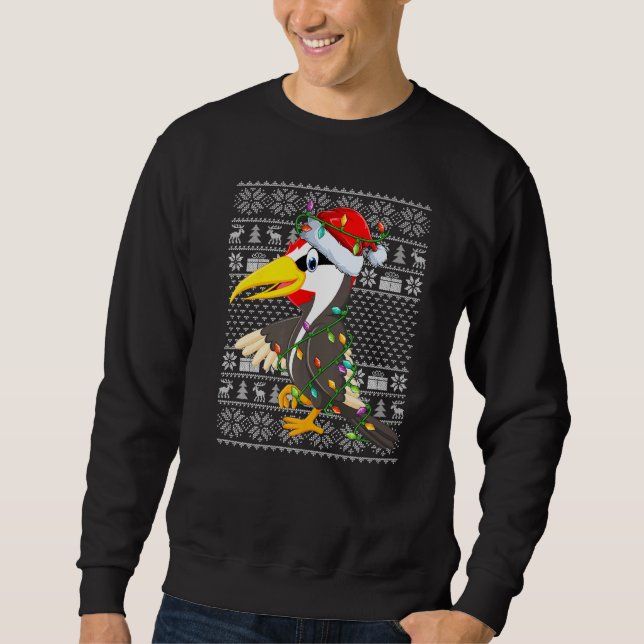 Ugly Sweater Style Xmas Lights Woodpecker Bird Chr (Front)