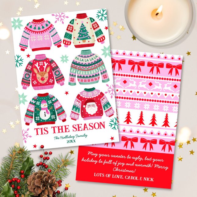 Ugly Sweater Tis The Season Family Christmas Holiday Card (Ugly Sweater Tis The Season Family Christmas Holiday Card)