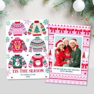 Ugly Sweater Tis The Season Family Photo Holiday Card