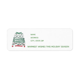 Ugly Sweater/ Warm Wishes / Christmas Design Return Address Label