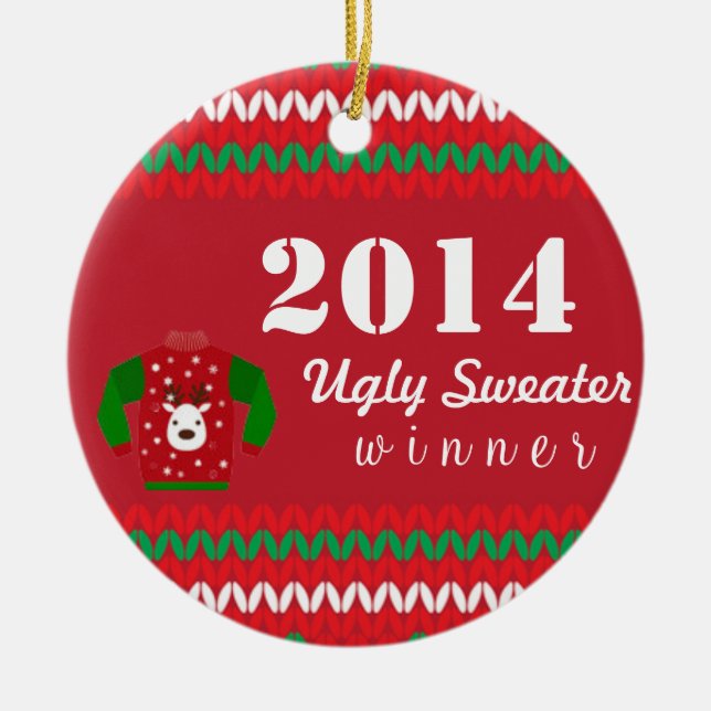 Ugly Sweater Winner Ceramic Tree Decoration (Front)