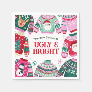 Ugly Sweater with Santa, Reindeer Christmas  Napkin