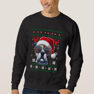 Ugly Sweater X-mas Santa American Bulldog Dog Chri