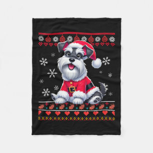 Ugly Sweater X-mas Santa Miniature Schnauzer Dog C Fleece Blanket