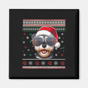 Ugly Sweater X-mas Santa Miniature Schnauzer Dog C Magnet